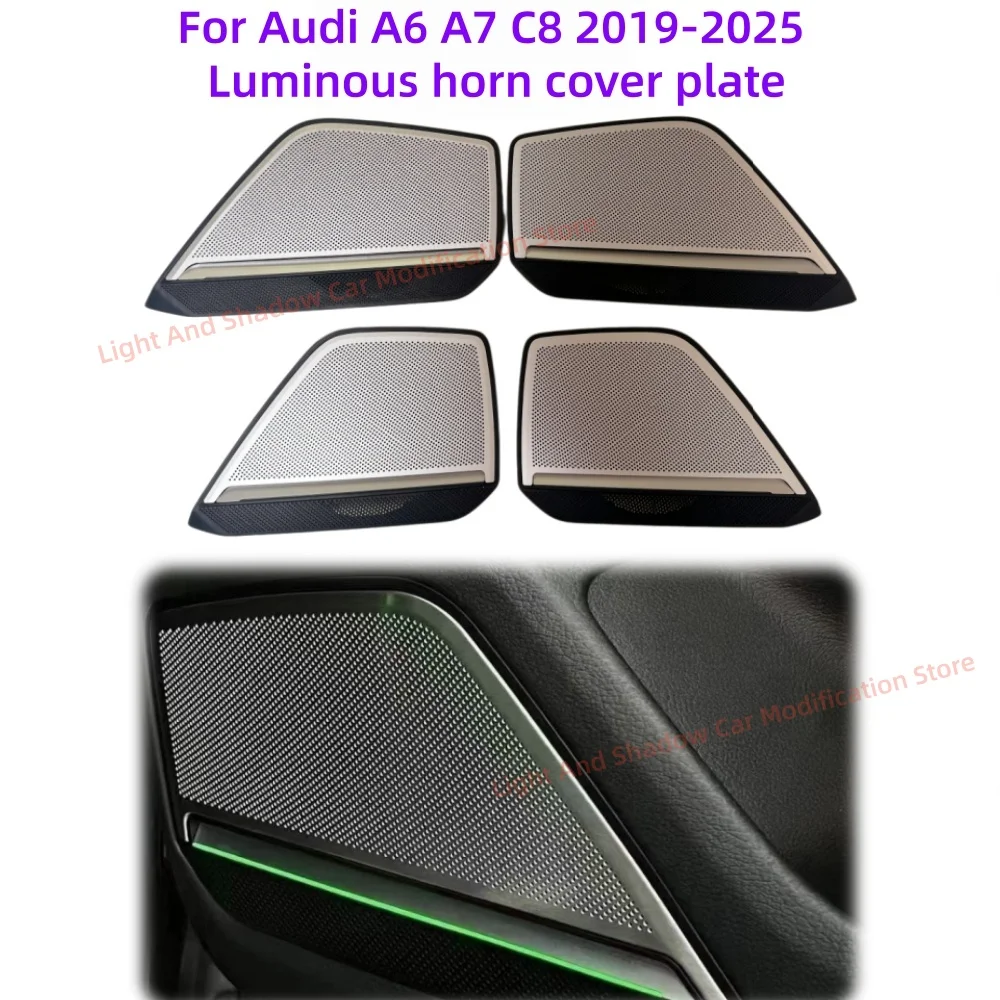 For Audi A6 A7 C8 2019-2025 Luminous horn cover plate LED Atmosphere Lamp Automotive interior lighting upgrade Car accessories