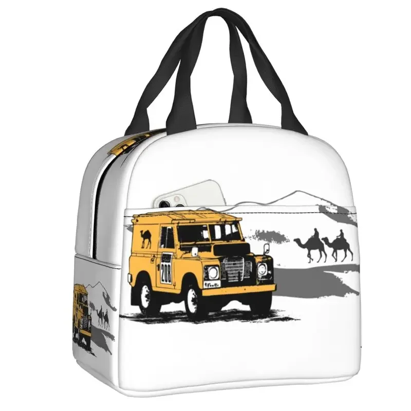 Yellow Car Desert Trophy Lunch Bag Leakproof Thermal Cooler Insulated Lunch Box For Women Kids Work School Picnic Food Tote Bags