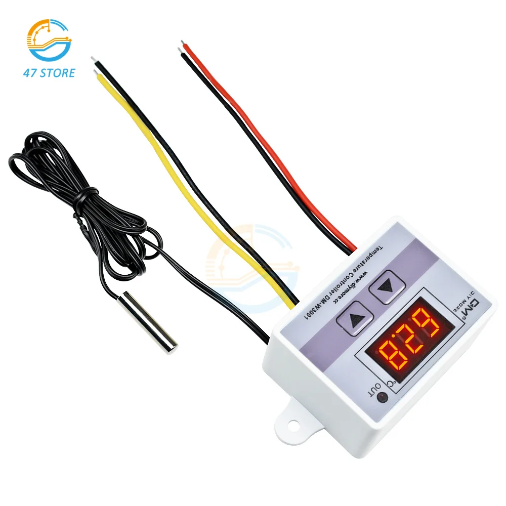 Digital Temperature Controller DC 24V 110V-220V 12V LED Temperature Controller Thermometer Thermo Controller with Switch Probe