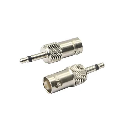 Adaptador Mono a BNC de 3,5mm, conector hembra BNC a enchufe macho TS de 1/8 "", conector bidireccional niquelado para Radio CCTV DVR, 2 uds.