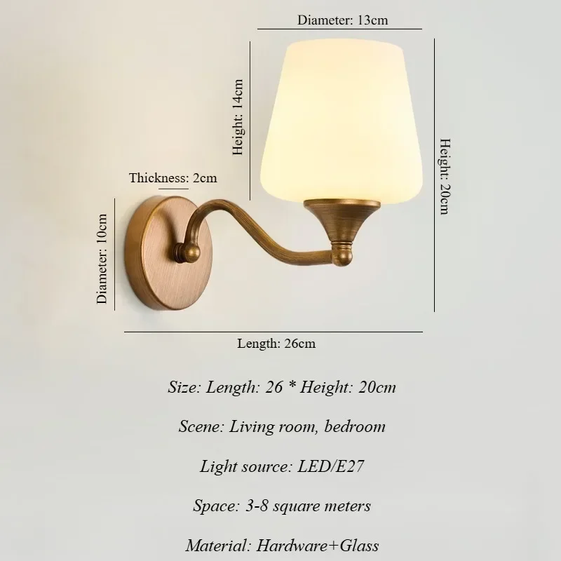SANDYHA Retro Nordic Glas Wandleuchte LED Leuchte für Wohnzimmer Schlafzimmer Nachttisch Studie Dekorative Beleuchtung