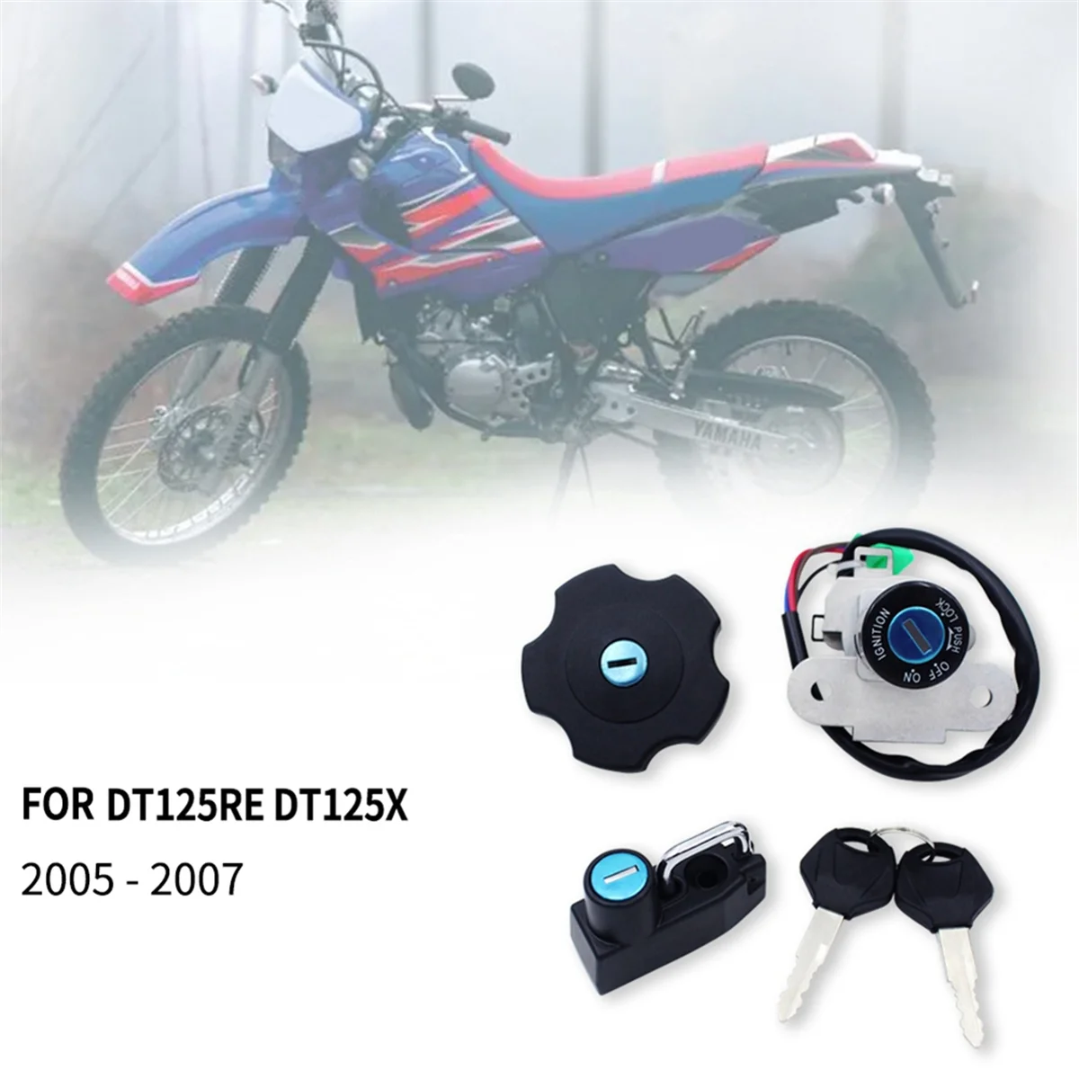 T47C_Motorcycle مفتاح إشعال قفل مقعد قفل غطاء الوقود قفل مع مفتاح لياماها DT125RE DT125X 2005-2007 #5