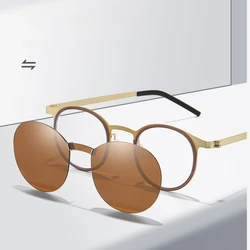 COHK Fashion Round Polarized Sunglasses Women Anti Blue Light Magnetic Clip Glasses Frames Ladies Optical Computer Eyeglasses
