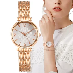 Montre de marque pour femmes Mode Or rose de luxe Conception numérique simple Montre à quartz pour femmes Bracelet en acier inoxydable Horloge pour femmes