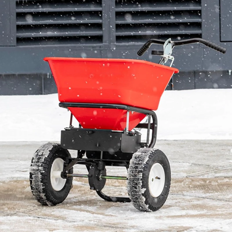 3039632R Grounds Keeper Commercial Walk Behind Push Spreader, 100lb Capacity For Salt, Ice & Snow Melt, Included Grate & Cover