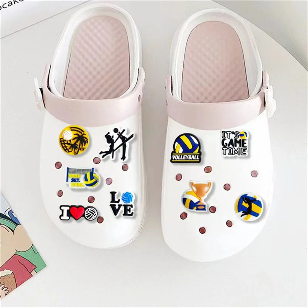 9 pcs/set Volleyball Series Sports Sandals Accessory Cartoon DIY Decorative Buckle Accessory Shoes Flower Slipper Color Buckle