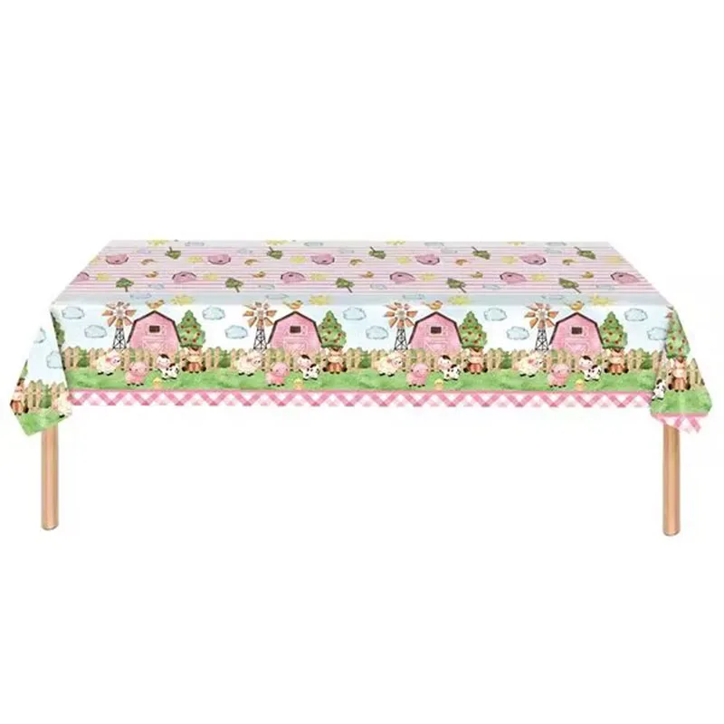 Neues Rosa Bauernhof-Tier Themen-Einweggeschirr, Pappbecher, Teller, Servietten, Tischdecken, Kindergeburtstags-Partyzubehör – Detail 6