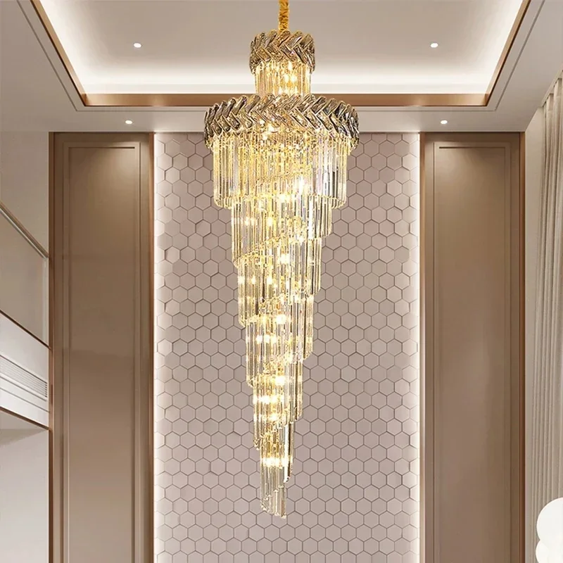 Imagem -05 - Crystal Hollow Chandelier For Living Room Luxury Lighting Lamps Staircase Light Staircase Villa Duplex Hall Hotel Lobby Pós-moderno