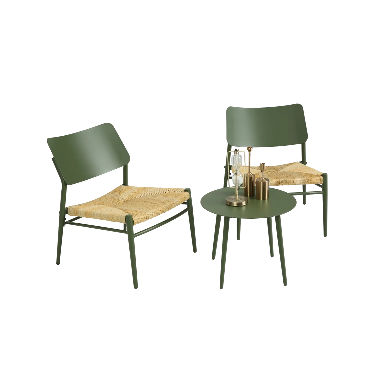 

Aluminium 3 Piece Patio Set Bistro Table & Chairs, Green - Backyard, Garden, Living Room