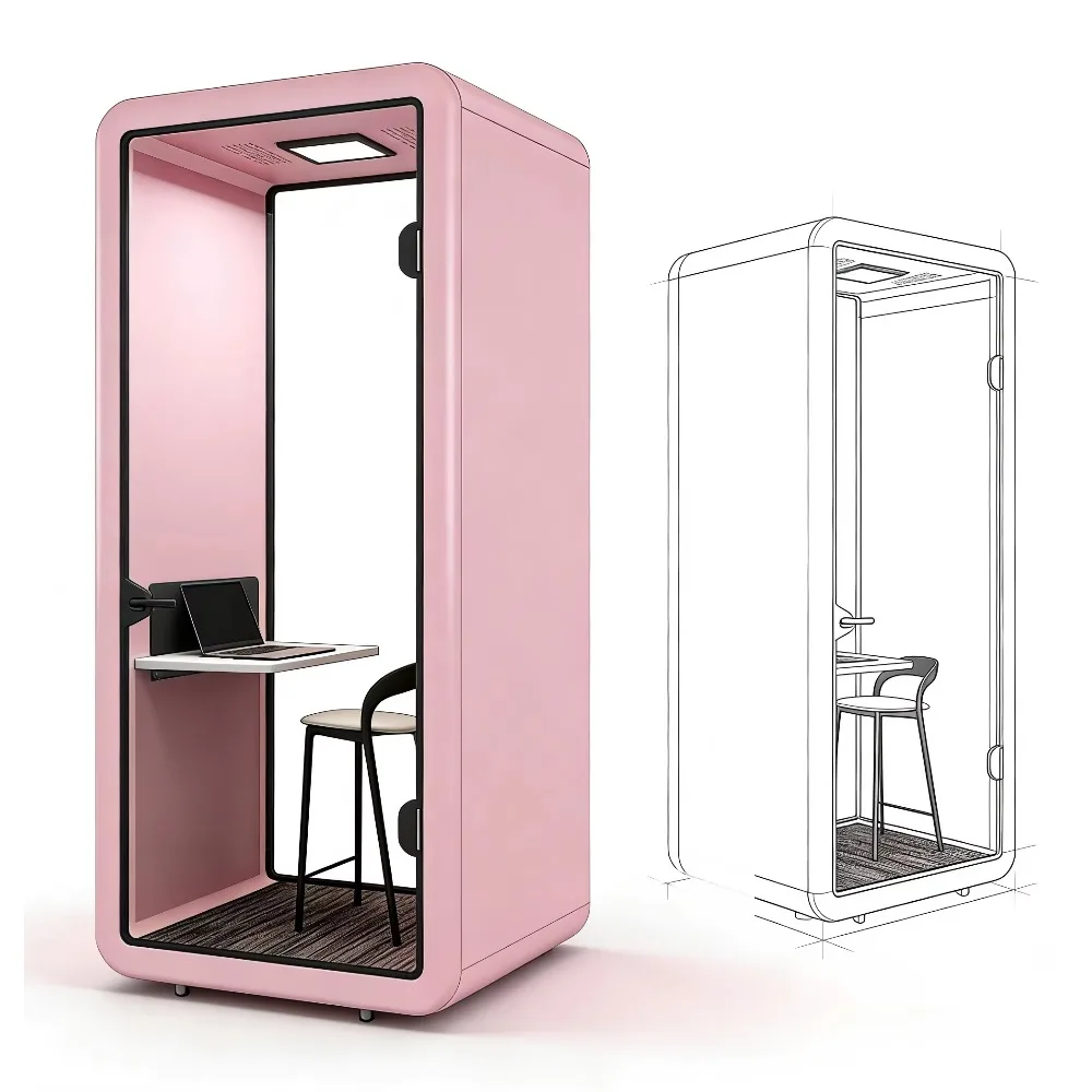 Acoustic Soundproof Phone Booth Work Pod Modular Prefab Office Cabin Privacy Quiet Meeting Room Aluminum Frame for Home