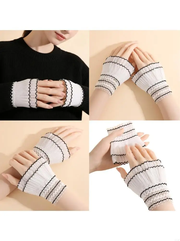 Elegant Lace Wrist Cuffs Sleeves Accessories For Women Girl Stretchable Arm Decoration For Various Outfit Enhancer 