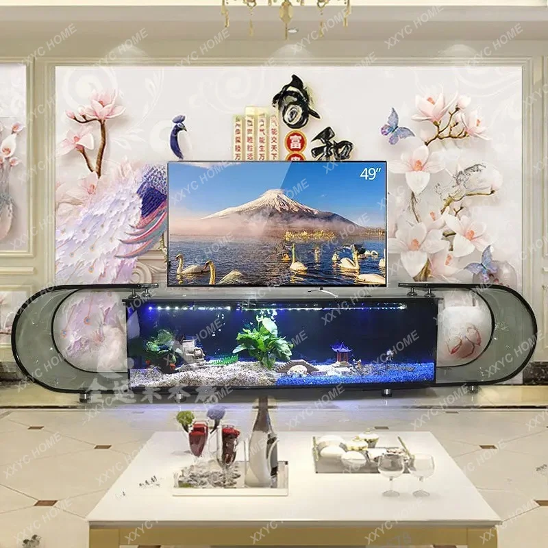 XXTV cabinet fish tank household living room background ecological fish tank against the wall ultra-white large integrated glass