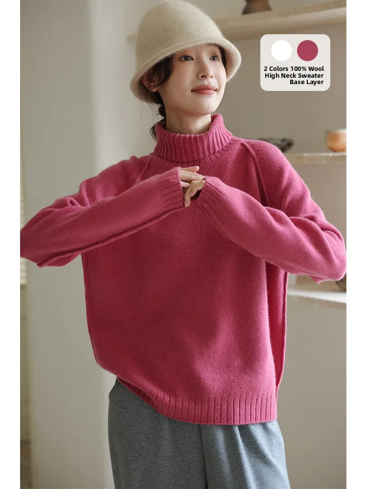 

Thiened High Ne Women's Woolen Sweater Comfortable to Wear 00 Wool Base Layer Winter Sweater Two Colors Available
