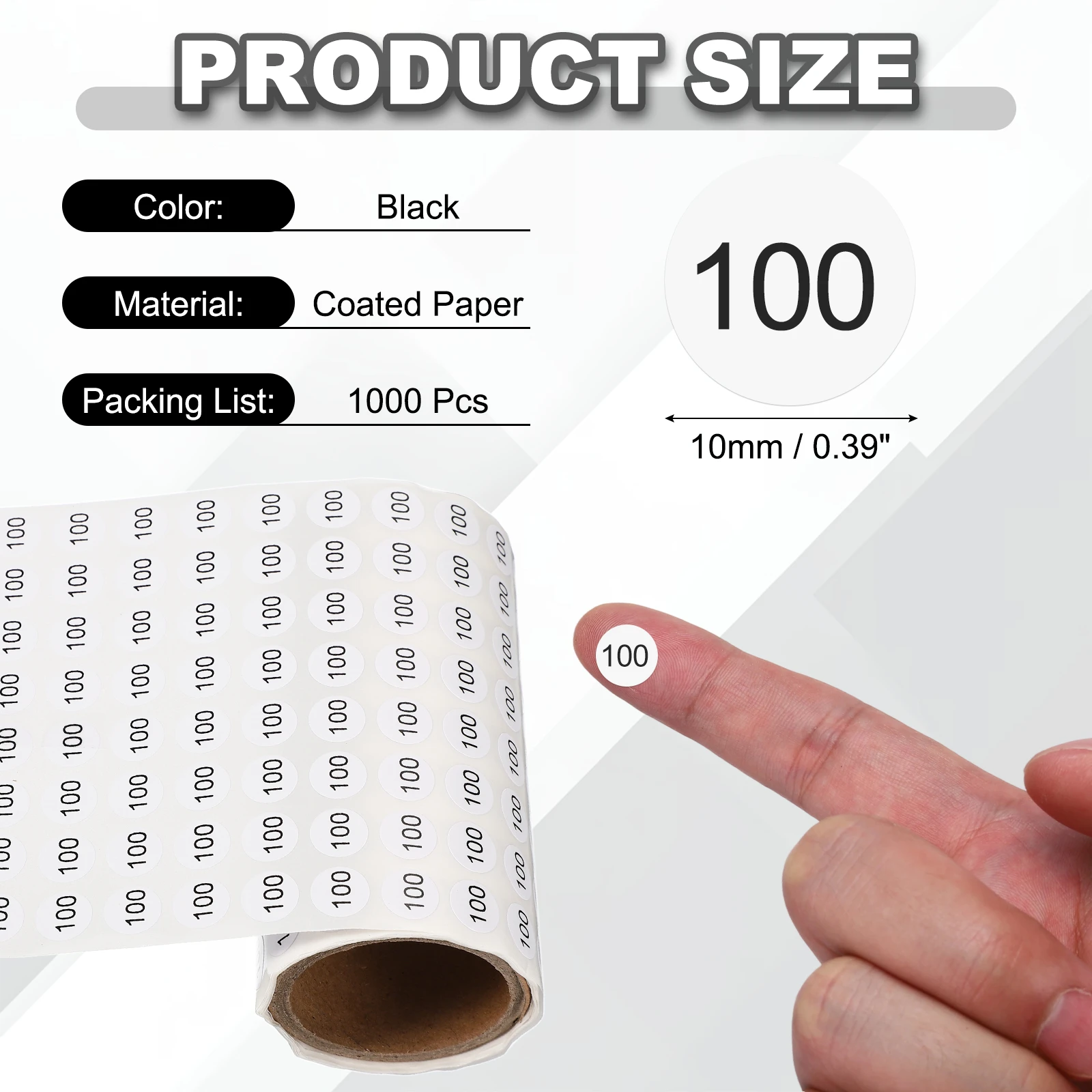 1000Pcs/Roll 10mm Number Stickers Labels Number 51-100 Sticker Round Numbers Label Small Vinyl Self Adhesive Label Circle Decals