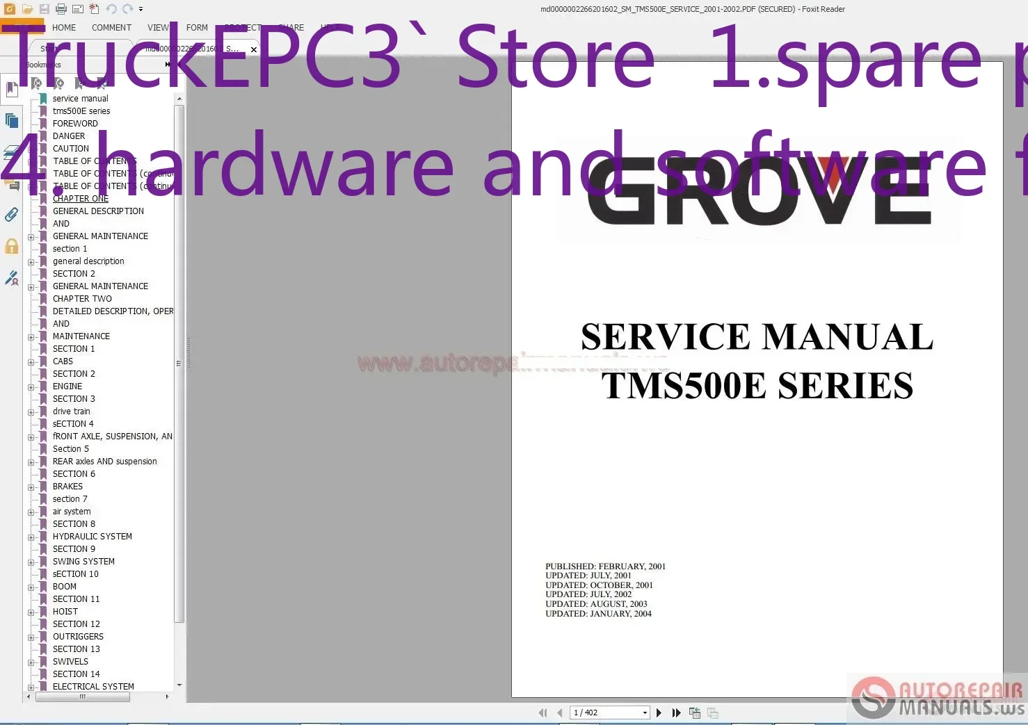 

TruckEPC3 Grove Crane TMS SERIES ПОЛНЫЙ СЕРВИС РУЧНОЙ РУЧНОЙ