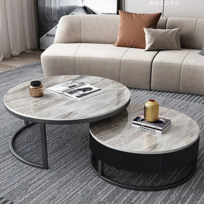 Luxury White Coffee Tables Modern Marble Effect Minimalist Nordic Side Table Legs Metal Aesthetic Mesa De Centro Home Furniture