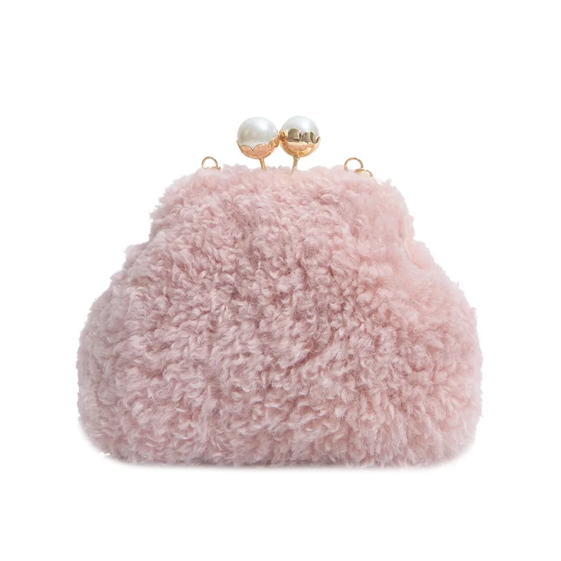 

Женская дизайнерская сумка, милая плюшевая маленькая квадратная сумка в корейском стиле, универсальная сумка через плечо с цепочкой