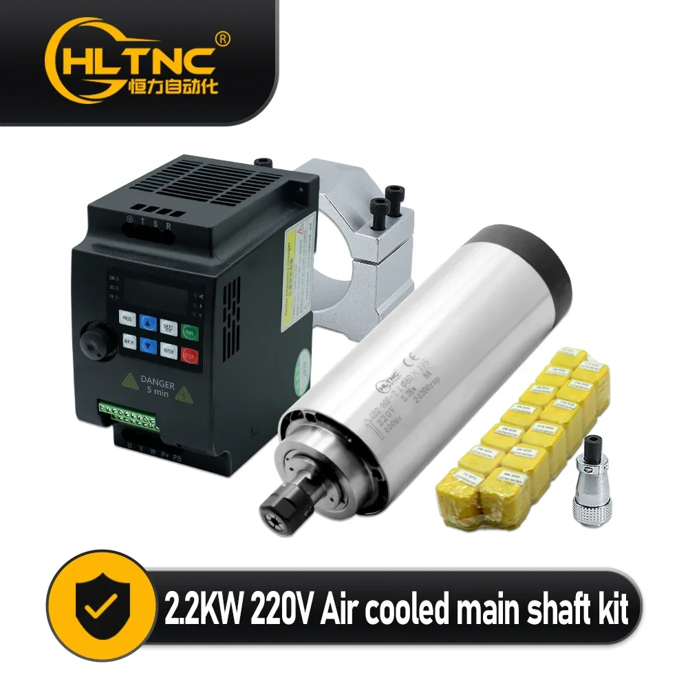 110V 220V 2.2kw 24000RPM 80MM ER20 Collet Round Air Cooled CNC Spindle for CNC Lathe Machine Tool