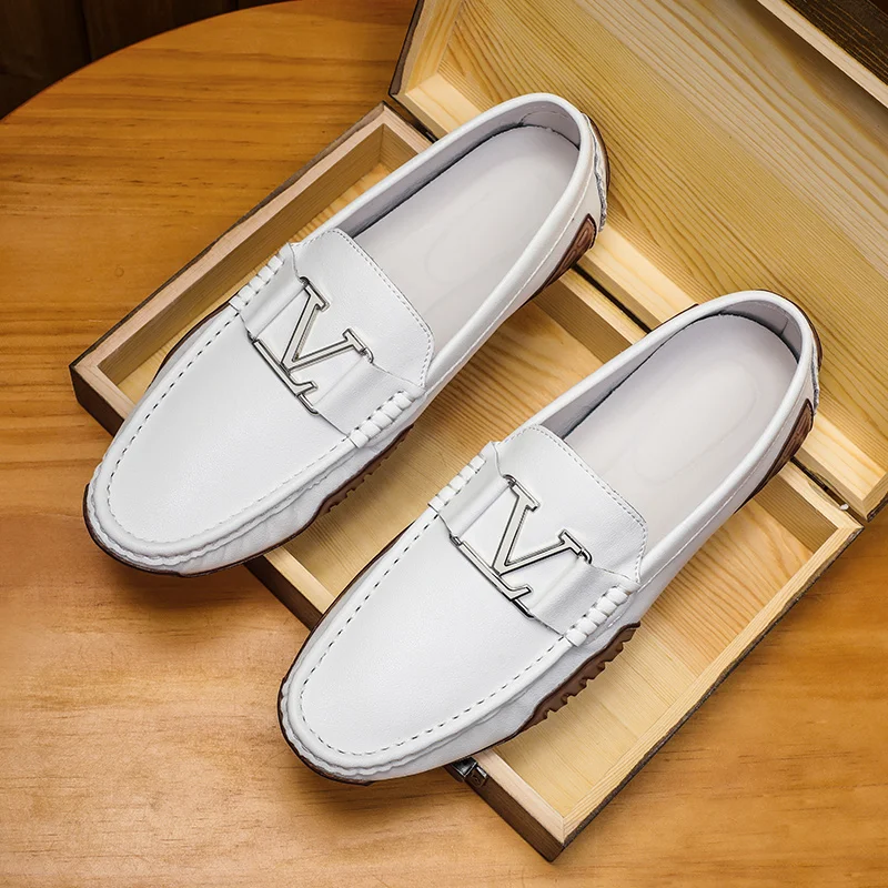 Leather Shoes for Men Loafers Mens Dress Work Business Men's Mirror Luxury Designer Footwear Slip on Golf Stylish Flat Casual
