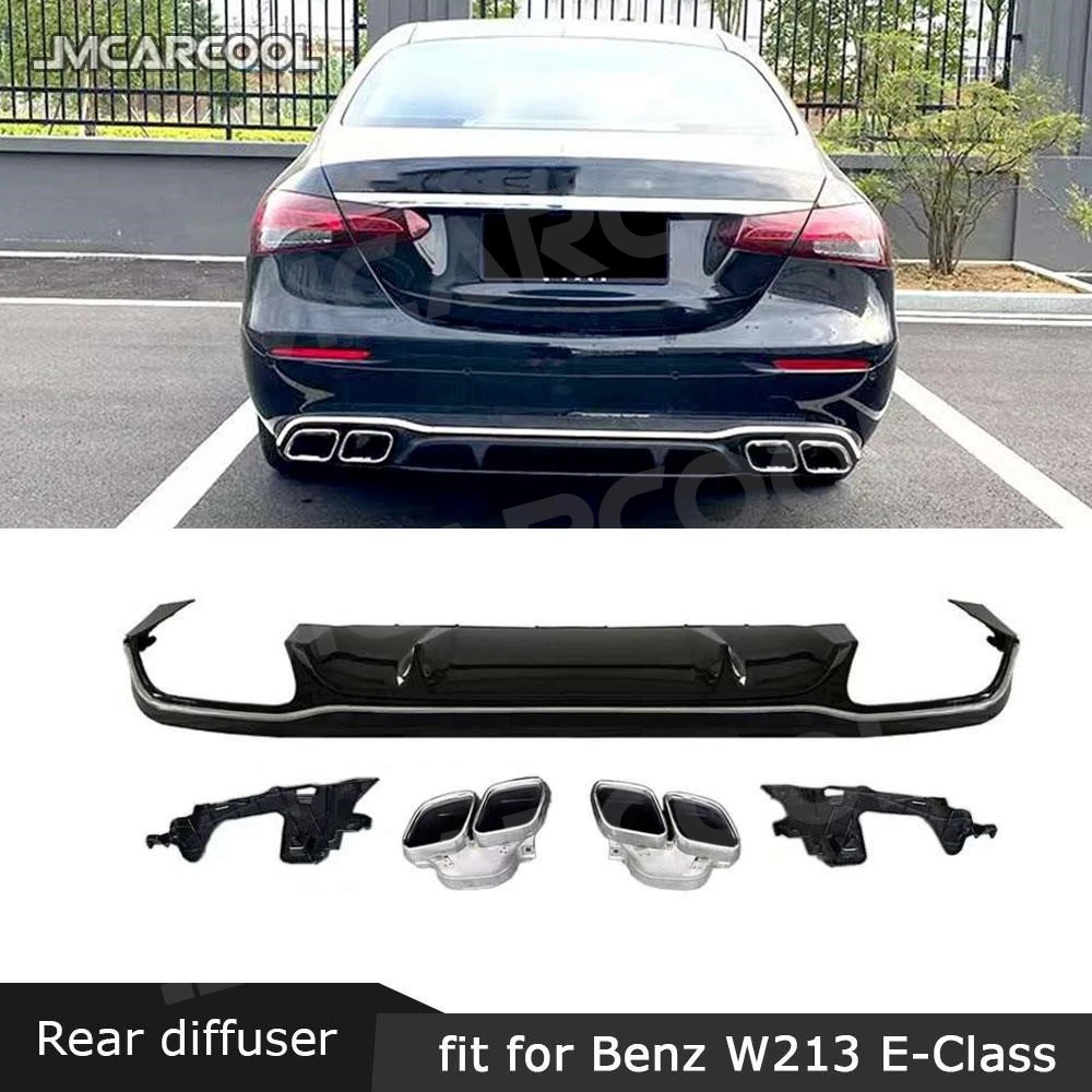 

JMCARCOOL Rear Bumper Lip Diffuser With Exhaust Tips For Mercedes Benz W213 E Class E300 Standard 2016 -2021 + Not AMG