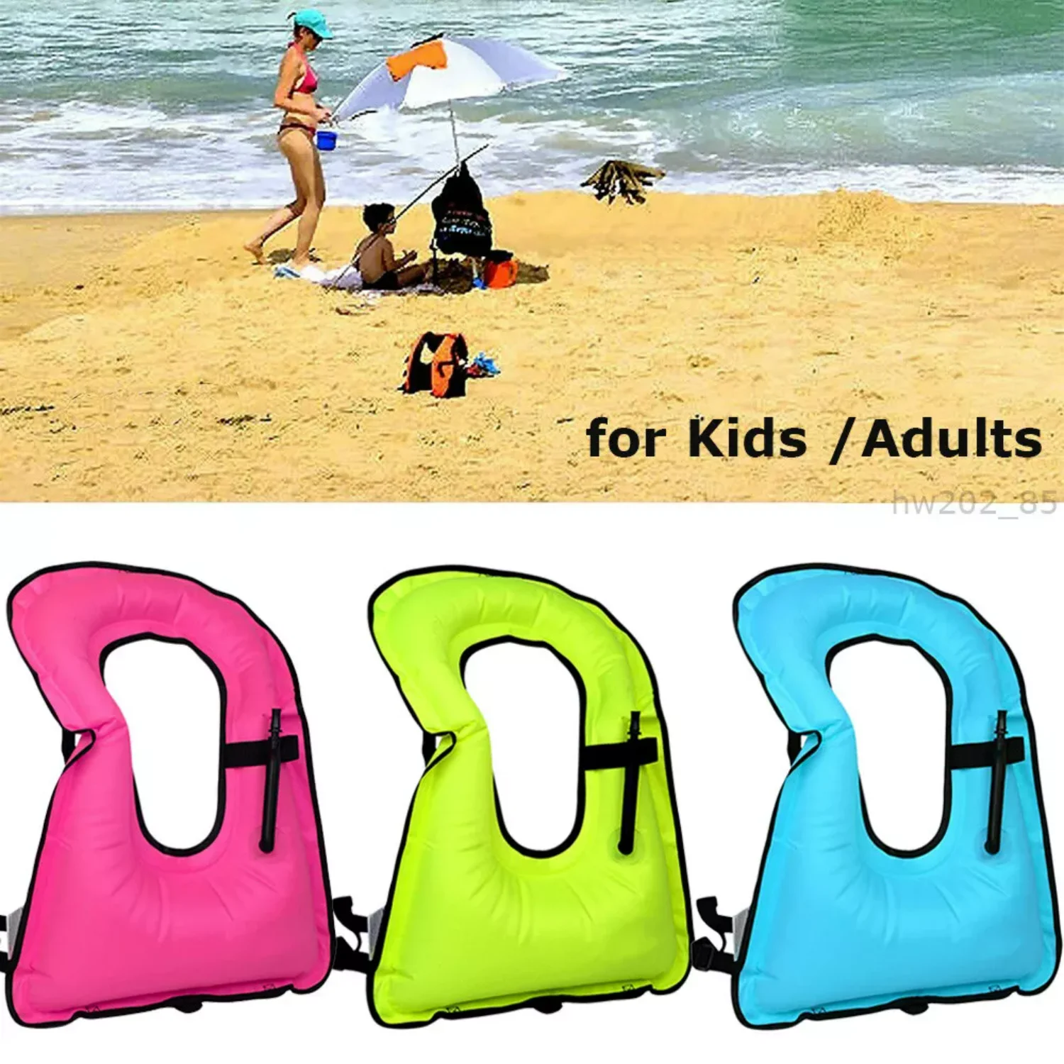 Inflatable Snorkel Vest Adult Kid Snorkeling Jackets Free Diving Swimming Safety