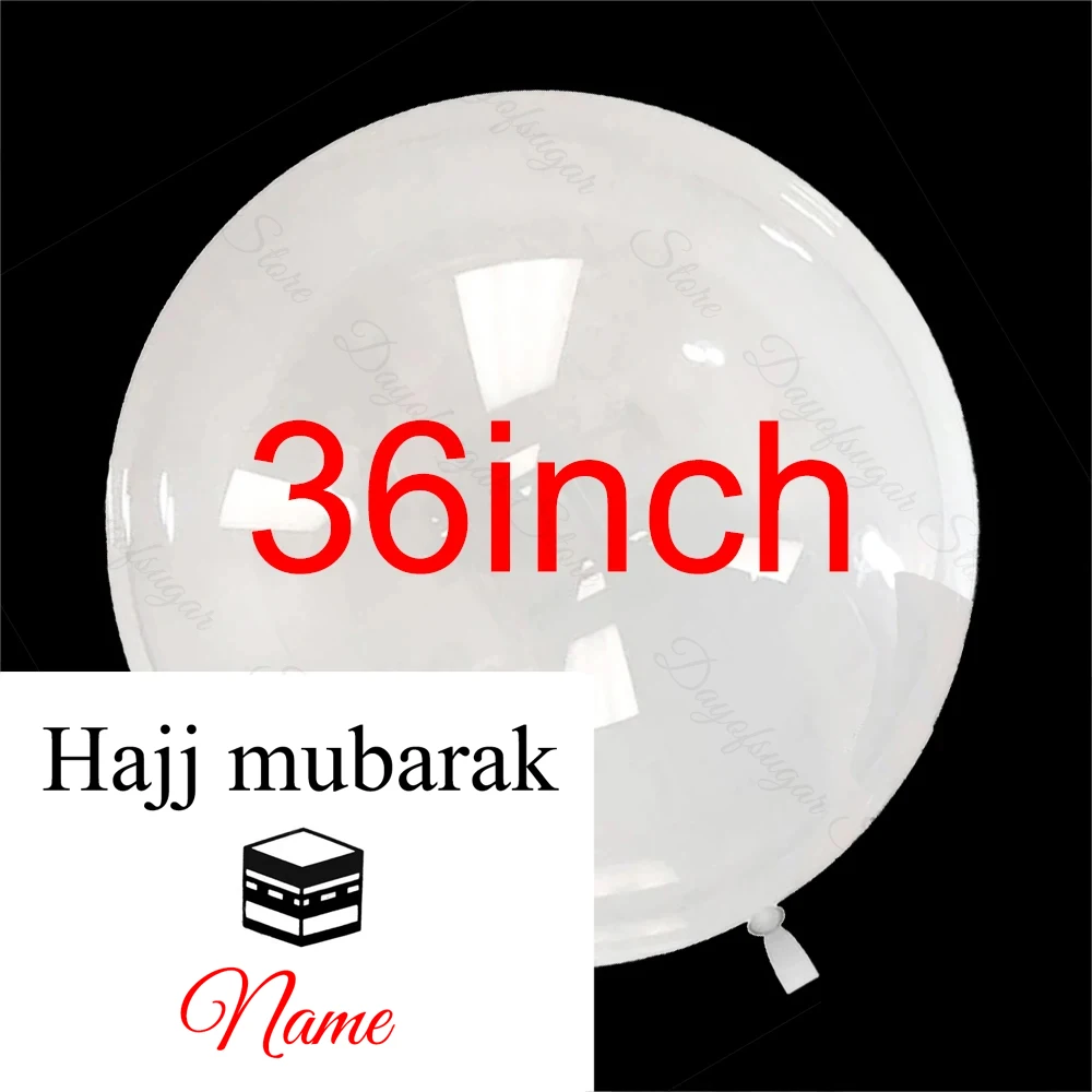 Umrah Mubarak Custom Clear Balloon Silver Black Gold Eid Mubarak Personalized Vinyl Sticker for Umrah Mubarak Deocoration 2024