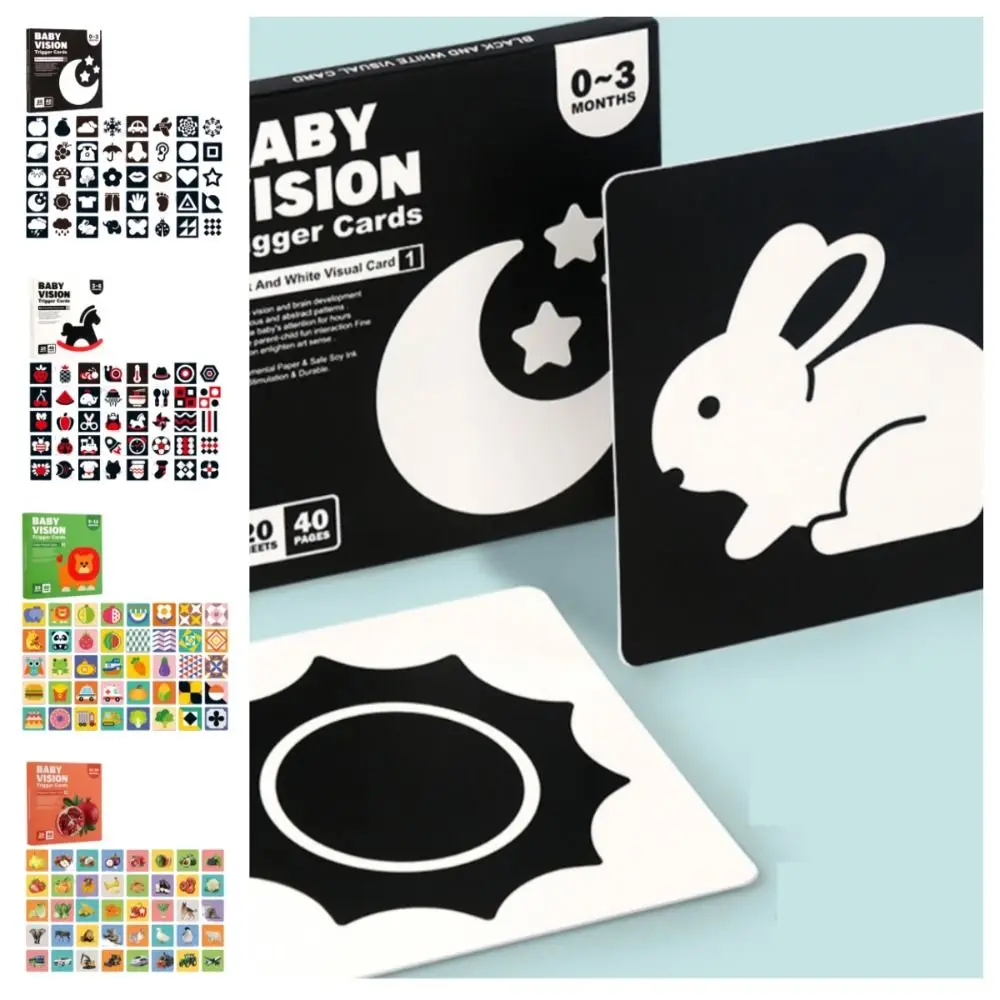 Hoog contrast Visuele stimulatiekaart voor baby's Kleur leren Vroege educatieve Baby Vision Tigger-kaarten Waterdichte cognitie