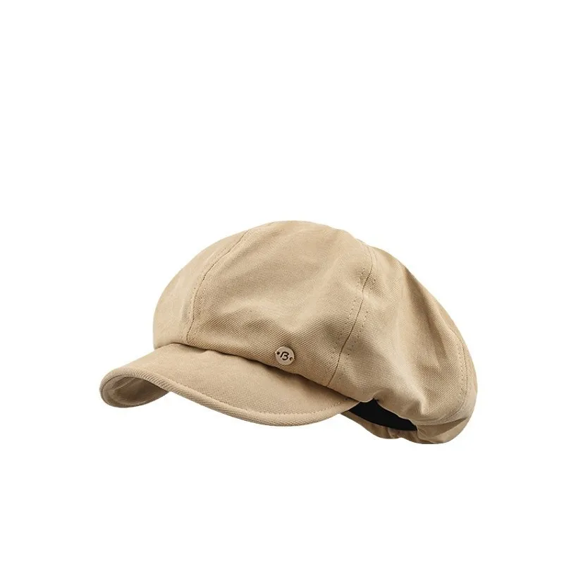 اليابانية الرجعية ديب روك براون سحابة القبعات تنوعا الوجه قبعة مثمنة صغيرة المرأة الخريف محيط الرأس الكبير PainterHat #5