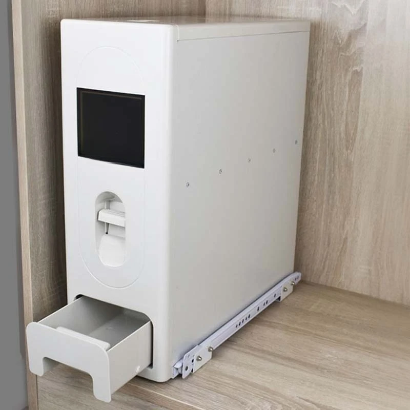 Household kitchen rice storage box Apartment kitchen cabinet Embedded rice box Single button metering rice bucket
