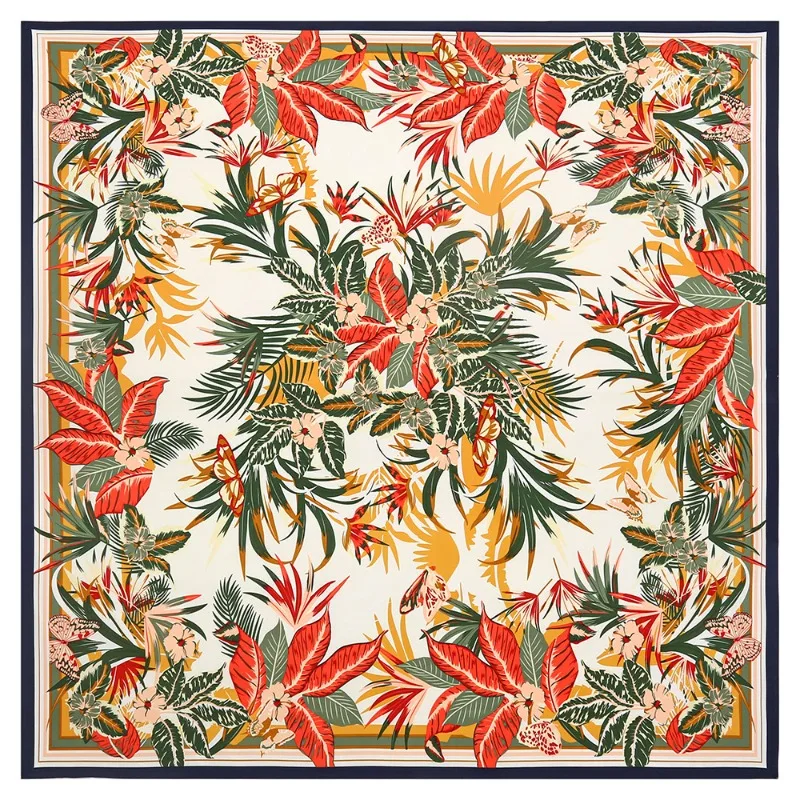 

New French 130cm Floral Print Scarf Women Multi-Purpose Travel Shawl All-Season Warm Head Wrap Sun Protection Wholesale