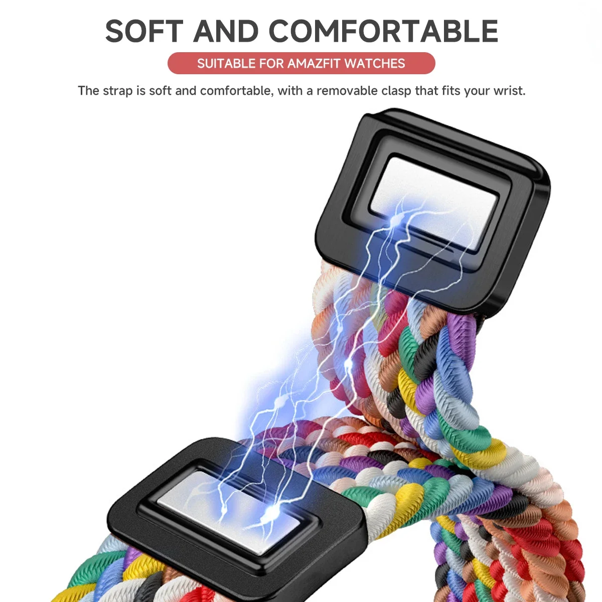 Pulseira de nylon com fivela dobrável magnética para pulseira elástica de tecelagem trançada T-Rex3 para Amazfit T-Rex / T-Rex 2Ultra Smartwatch Band