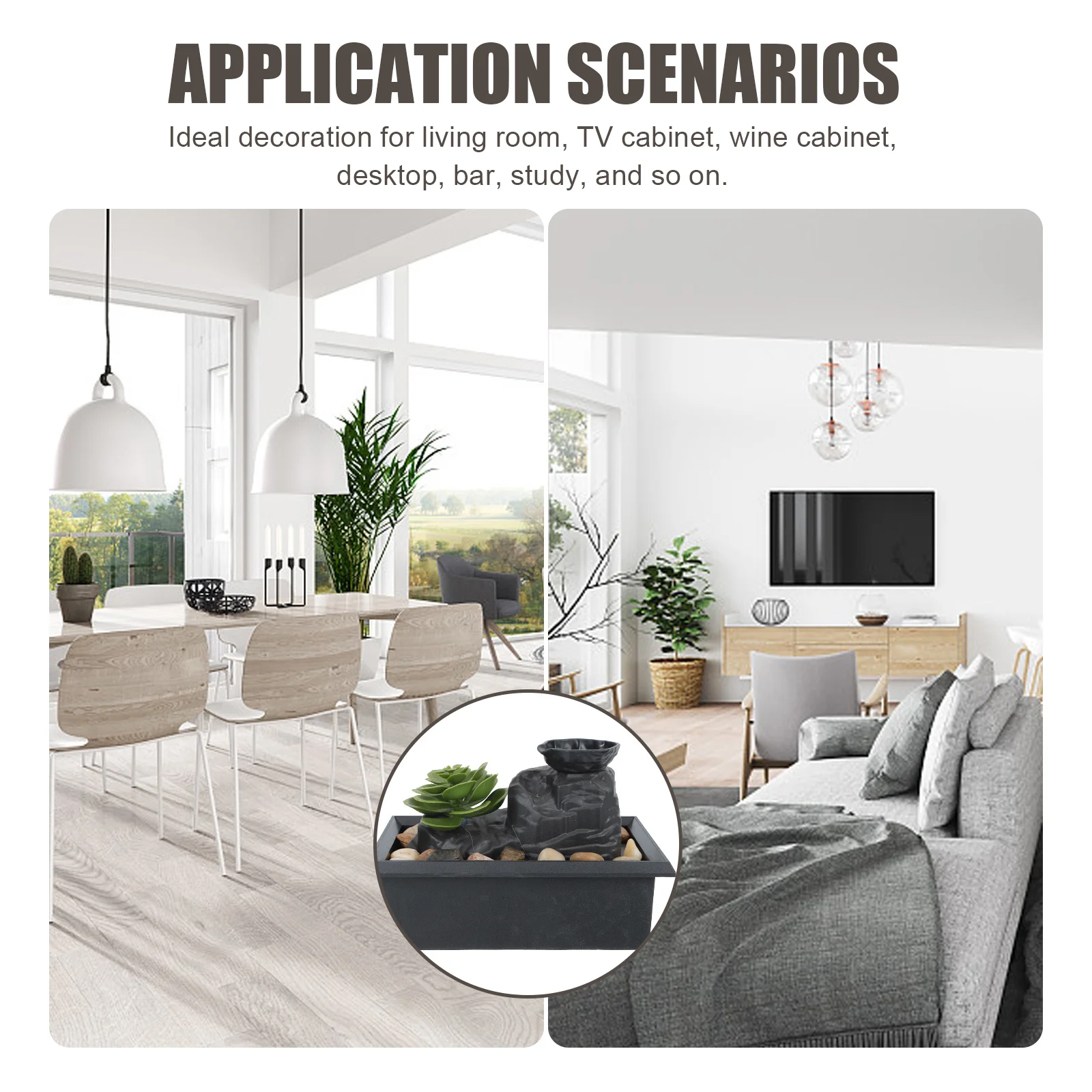 

1pc Tabletop Fountain Adornment Waterfall Decor For Home Office Desktop Feng Shui Bonsai Artificial Landscape Running Water