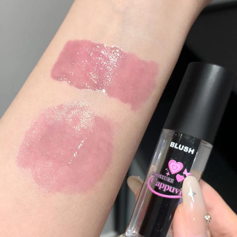 كابوفيني أسود سائل اللون تغيير أحمر الخدود الشفاه العين الخد تينت كريستال ترطيب أحمر الخدود شفاف تشانغ جل روج كريم