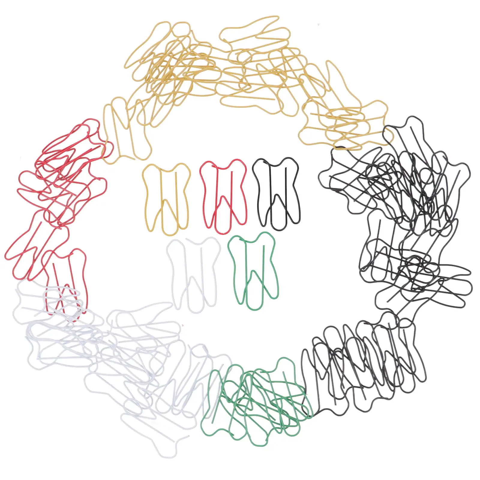 50Pcs Adorable Tooth Design Paper Clips Strong Grip Metal Clips for Stationery Organization Kids Reward Letter Holder Random