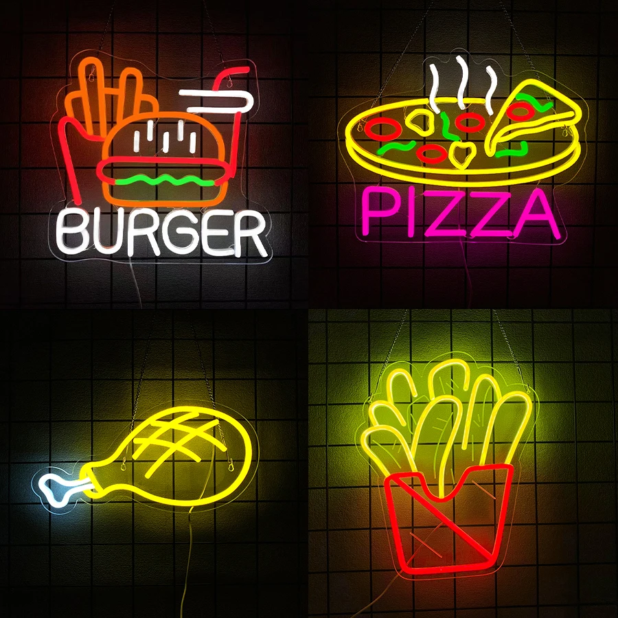 French Fries Neon Sign For Wall Decor,Led Neon Light For Fast Food Store,Restaurant,Kitchen,Store,Party,Man Cave,USB Powered