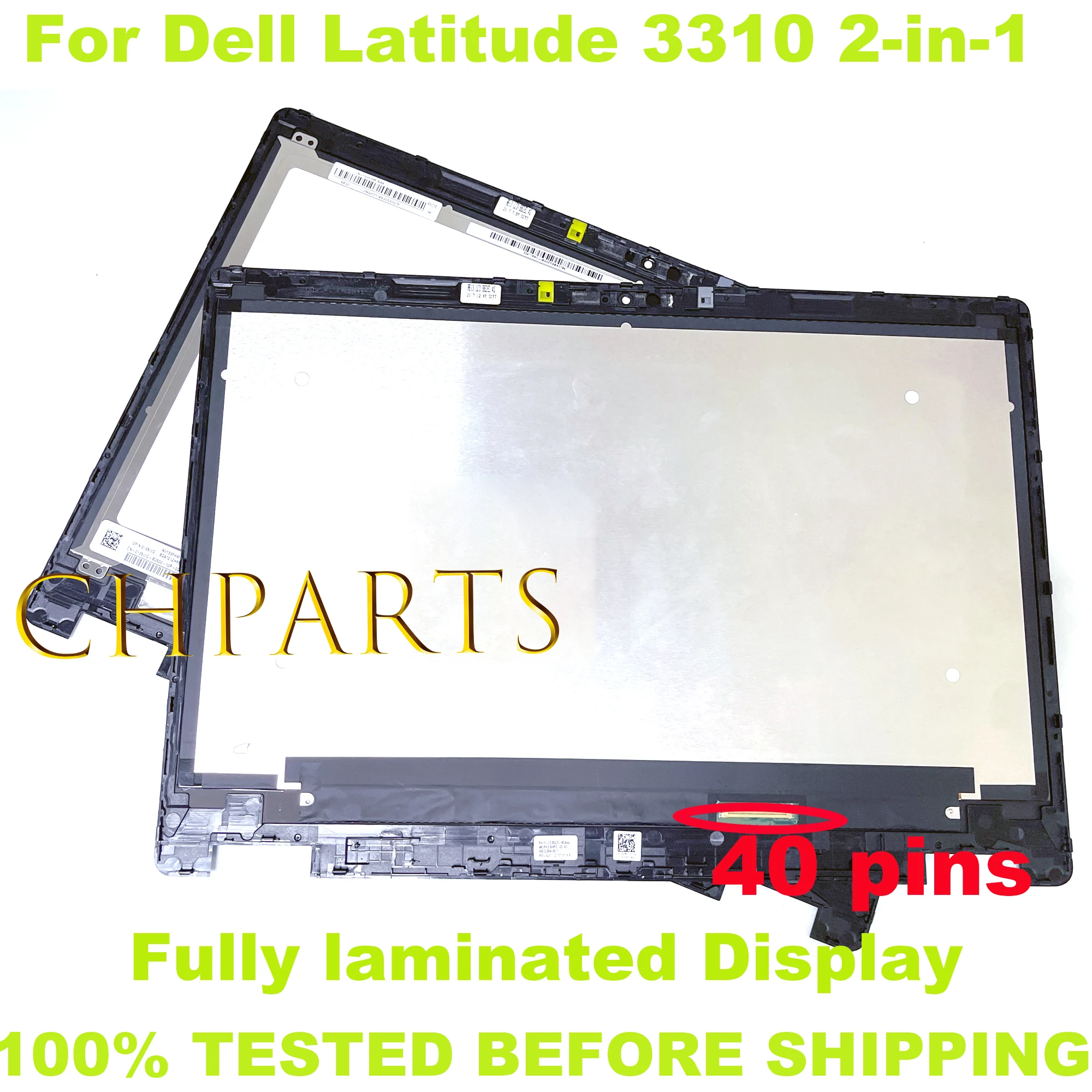 For Dell Latitude 3310 2-in-1 P118G P118G001 LCD + Touch Glass with Frame Assembly 40 pins