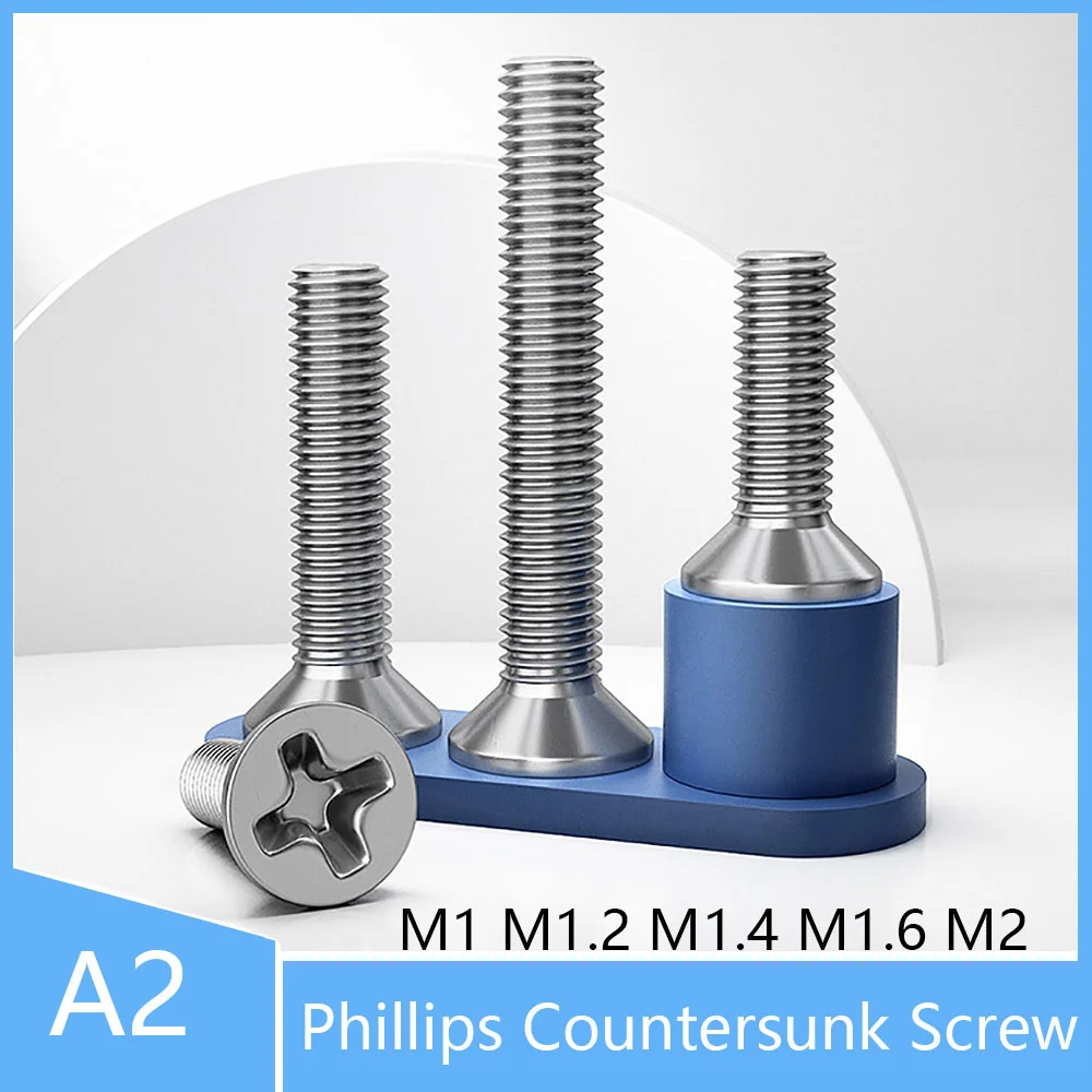 50/100Pcs M1/M1.2/M1.4/M1.6/M2 Verzonken Machine Mini Schroeven Phillips Drive Schroef a2 304 Rvs