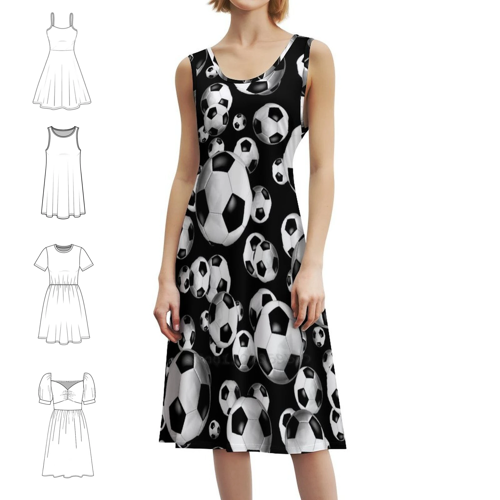 

3D вид футбольные мячи с узором богемное платье без рукавов для женщин платья для пляжной вечеринки с принтом футбольный мяч футбольные мячи футбольные мячи