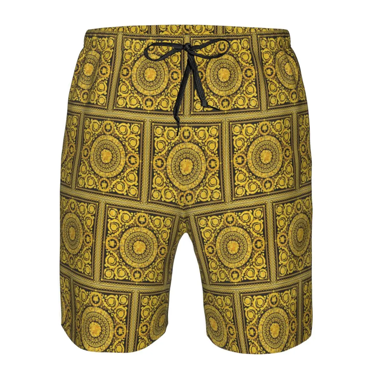 

Decorative Golden Medallion Baroque Trunks Beach Board Shorts Casual Quick Dry Swim Summer Men Pants