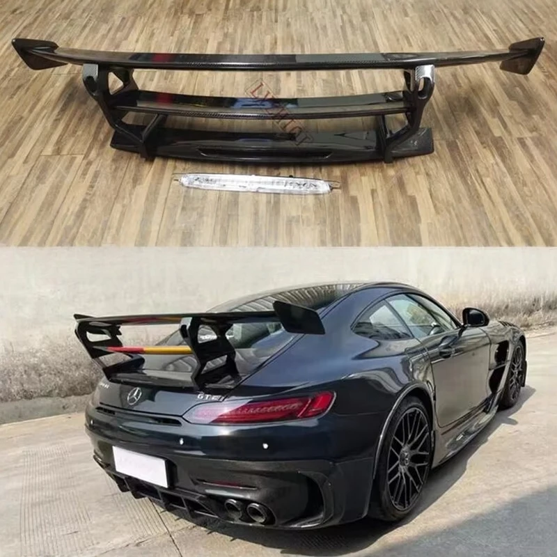 

Спойлер из настоящего углеродного волокна для Mercedes Benz AMG GT GTC GTS GTR Coupe C190 2015-2025, высокое качество, заднее крыло, багажник, ремонт, сплиттер