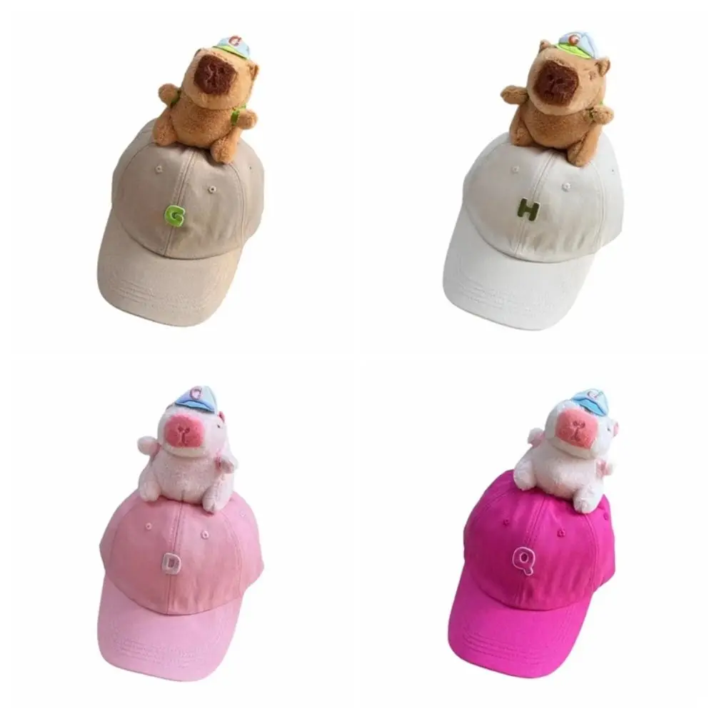 لطيف تنفس كابيبارا قبعة بيسبول حروف مطرزة قابل للتعديل بلغت ذروتها قبعة أفخم دمية رقيقة واقية من الشمس قبعة في الهواء الطلق