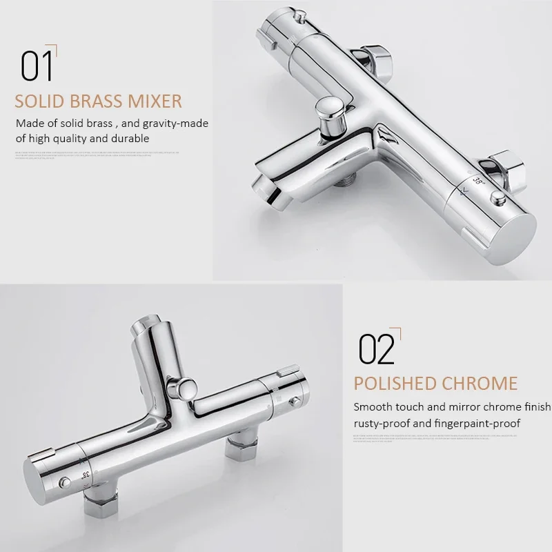 Vidric Vidric Thermostatic Shower Faucets Set Bathroom Thermostatic Mixer Tap Hot And Cold Bathroom Mixer Mixing Valve Bathtub F