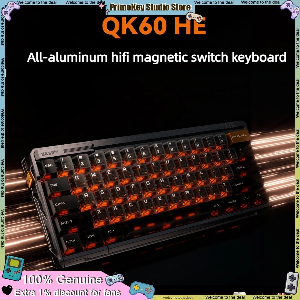 New TickType QK60 HE Wired E-sports Magnetic Switch Keyboard Customization CNC Aluminum Shell Beryllium Copper Gasket Structure