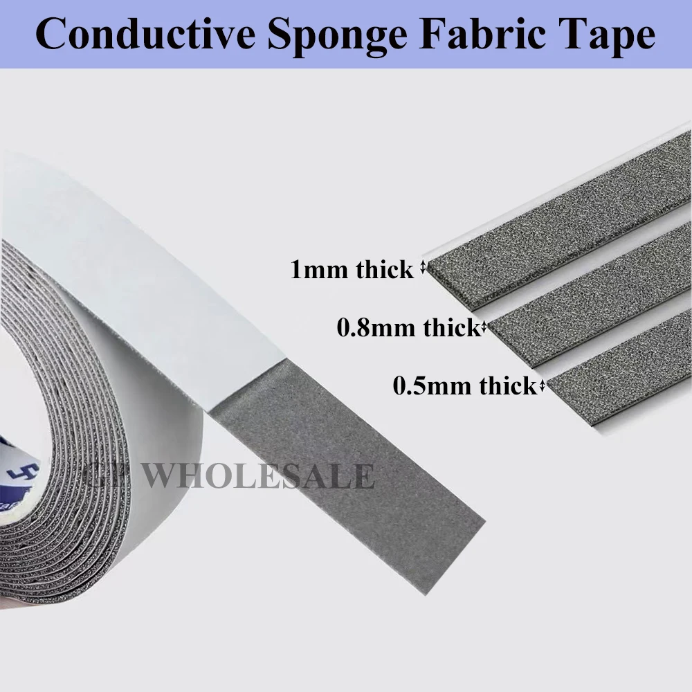 10mm-50mm Conductive Foam Tape 0.5mm/0.8mm/1mm EMI Shielding Sponge Single Sided Adhesive For PC Phone RF Blocking Grounding