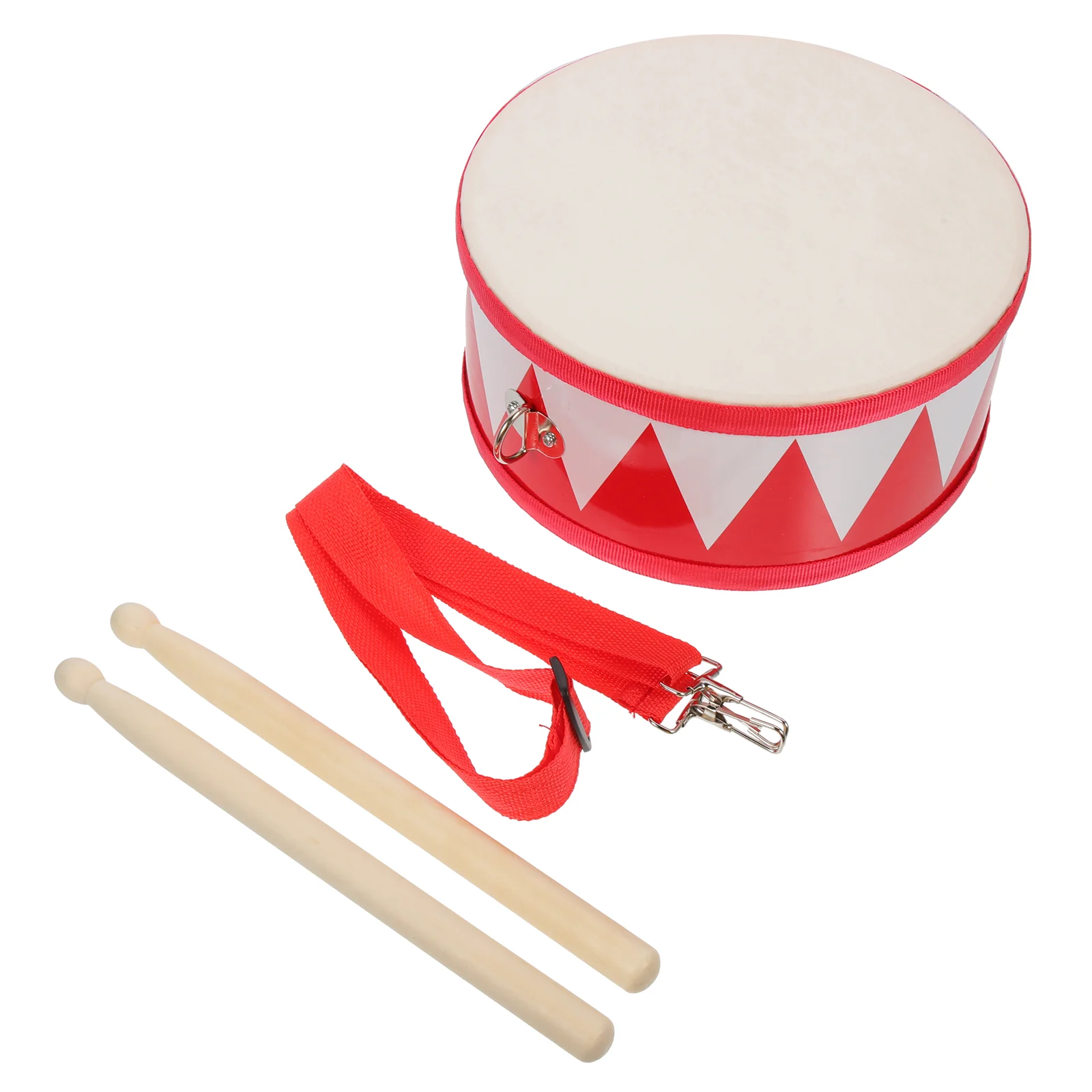 

8 Kids Snare Drum Toy Wooden Marching Drum Music Instrument Red White Hand Brain Coordination Rhythm Development Music