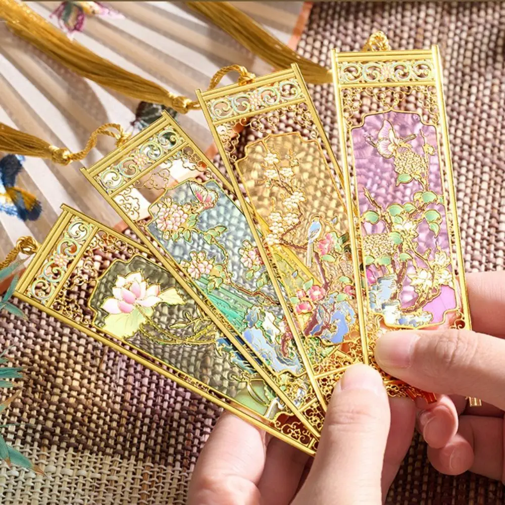 

Новые металлические закладки-клипсы с кисточкой, в китайском стиле, с росписью, с цветочным узором, для школы и офиса