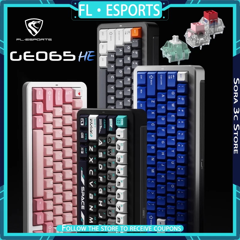 

FL·ESPORTS Geo65HE Клавиатура с магнитной осью Магнитная ось Плата позиционирования волокна Блокнот для киберспорта Строка Игровая клавиатура