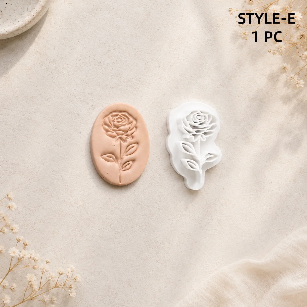 1 Stück Schmuckherstellungs-Set Blumen-Prägeformen Weiche Keramik Polymer-Ton-Schneider Rosen-Karneol-Ohrringe Ornamente Tonform – Detail 12