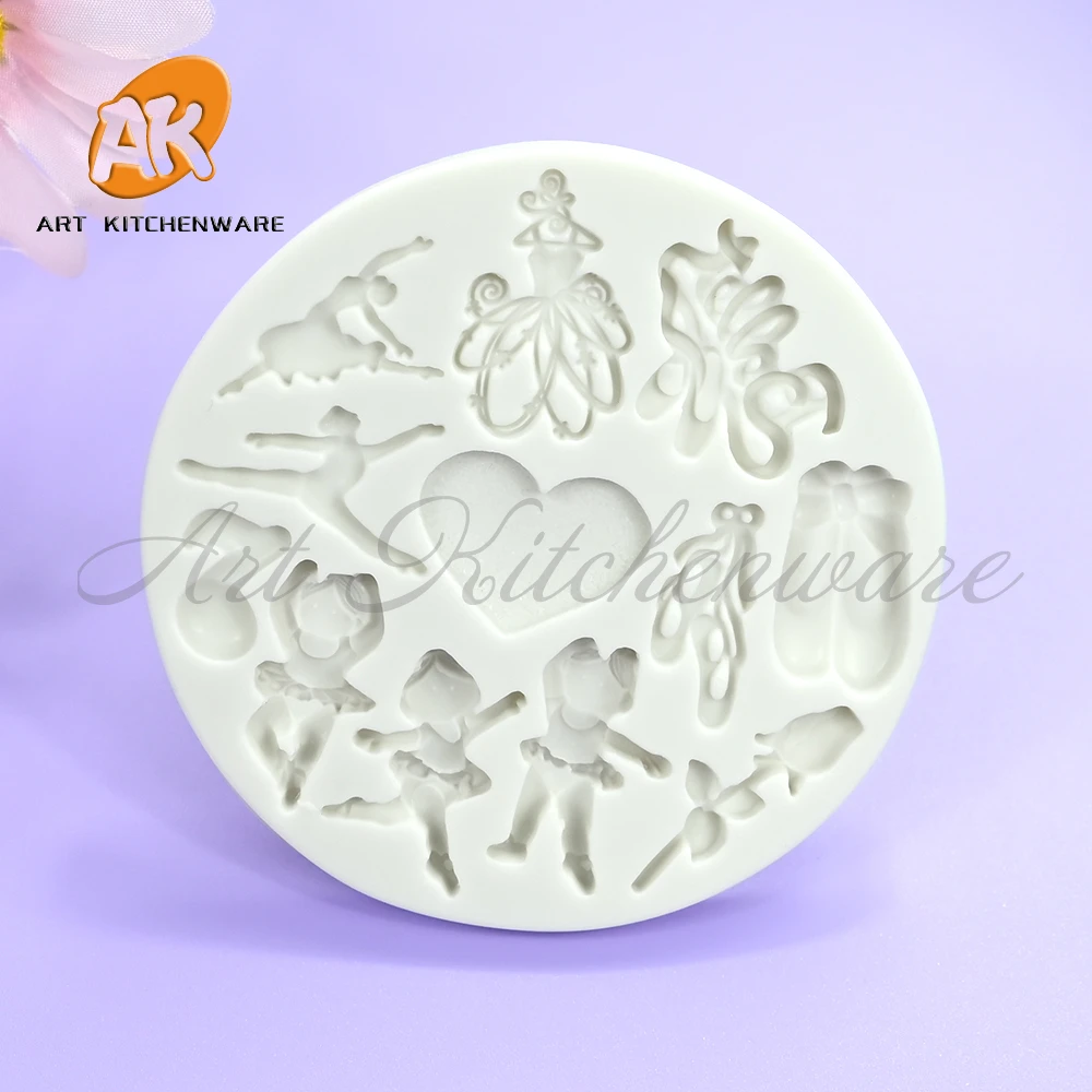 Ballet Girl Design Fondant Silicone Mold Soft Sweets Chocolate Mould Cake Decorating Tools DIY Resin Clay Model Kitchen Bakeware