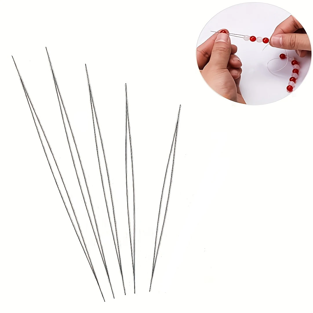 5Pcs Open Beading Needles Set, 5 Sizes, DIY Handmade Beading Tools, Jewelry Making Accessories
